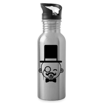 tête monsieur monsieur gentilhomme moustache moust - Gourde avec paille intégrée - argent clair - Droite