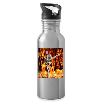 THE GUITARIST SKELETON IN THE FIRE - Water bottle with straw - silver - Right