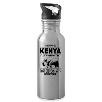 Kenia - Elefant - Safari - Trinkflasche mit integriertem Trinkhalm - Lightsilver - Rechts