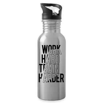 work hard train harder sport bstyled leisure fashion - Water bottle with straw - silver - Right