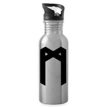 Rune: Mannaz ᛗ (M), Quantum Runes Futhark 0 © - Water bottle with straw - silver - Right