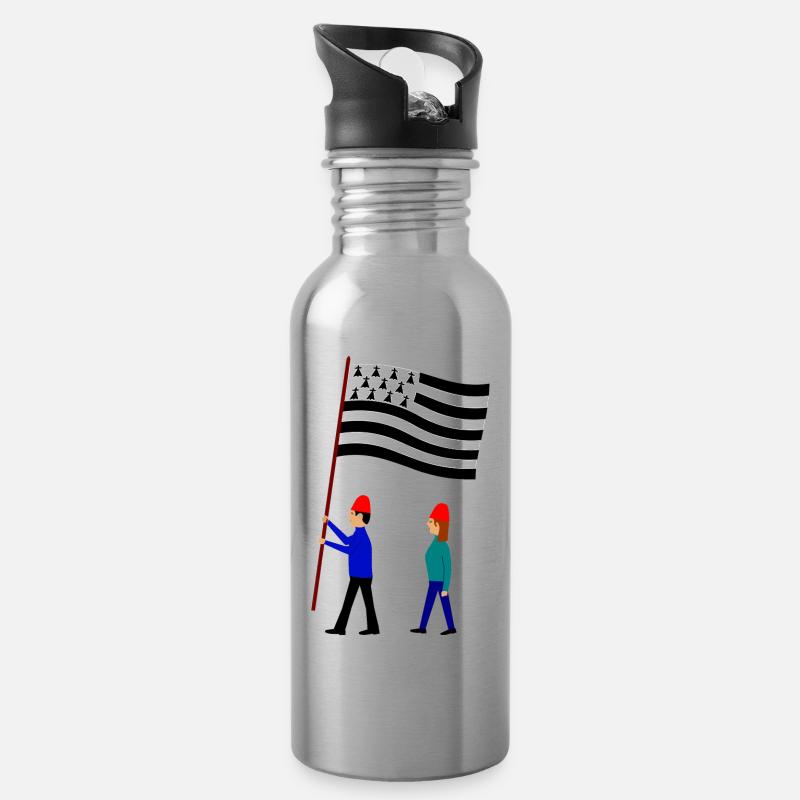 Bretons - Gourde avec paille intégrée - argent clair