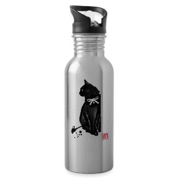 cat knot - Water bottle with straw - silver - Right