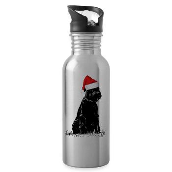 Giant Schnauzer Christmas Schnauzer Dog - Water bottle with straw - silver - Right