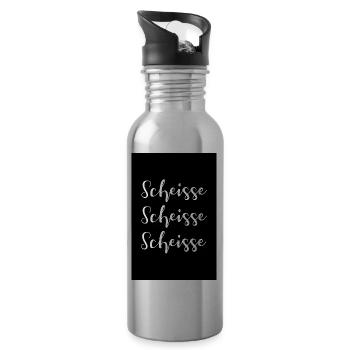 Scheisse Scheisse Scheisse fluchen - Trinkflasche mit integriertem Trinkhalm - Lightsilver - Rechts