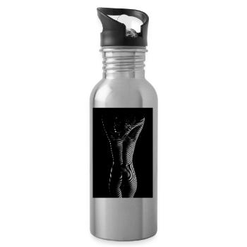 Femme nue informe par derrière - Gourde avec paille intégrée - argent clair - Droite