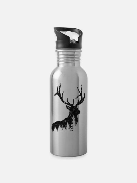 cerf - Gourde avec paille intégrée - argent clair