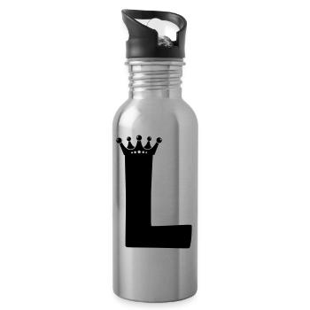 Letter L crown - Water bottle with straw - silver - Right