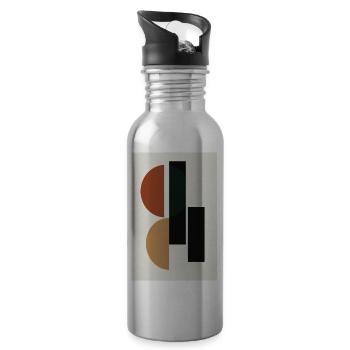 modern art, balance - Water bottle with straw - silver - Right