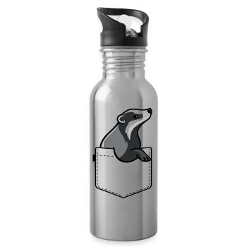 Dachs Brustasche Badger Dachsbau Honigdachs - Trinkflasche mit integriertem Trinkhalm - Lightsilver - Rechts