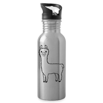Alpaca's favorite animal Llama - Water bottle with straw - silver - Right
