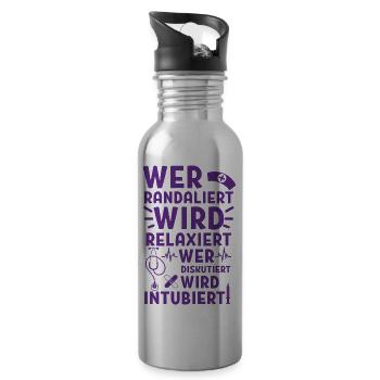 Wird relaxiert Krankenschwester Krankenhaus - Trinkflasche mit integriertem Trinkhalm - Lightsilver - Rechts