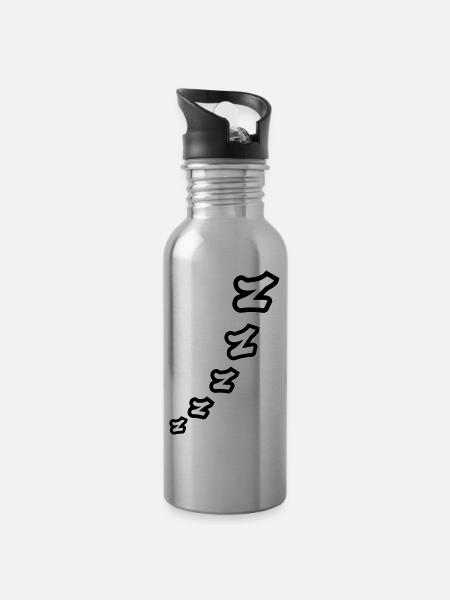Zzz schlafen Comic - Trinkflasche mit integriertem Trinkhalm - Lightsilver