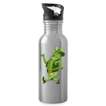 Cucumber Cowboy - Water bottle with straw - silver - Right