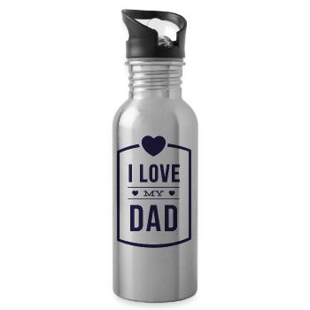 LOVE MY DAD KIDS BABY DAD DAD FATHER'S DAY MOTHER - Water bottle with straw - silver - Right