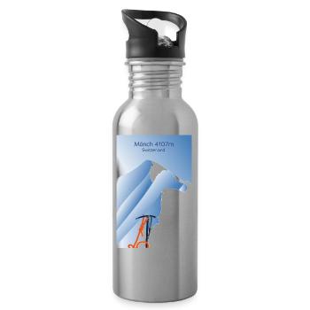 Affiche des Alpes Mönch Suisse Alpinisme piolet - Gourde avec paille intégrée - argent clair - Droite