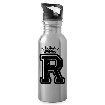 letter R crown - Water bottle with straw - silver - Right