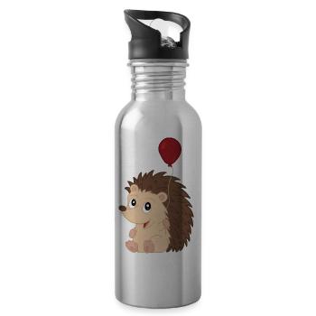 Cute Baby Hedgehog with Balloon - Trinkflasche mit integriertem Trinkhalm - Lightsilver - Rechts