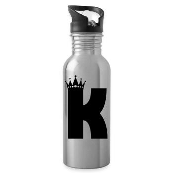 Buchstabe K Krone - Trinkflasche mit integriertem Trinkhalm - Lightsilver - Rechts