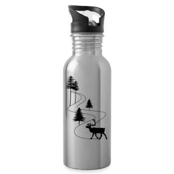 Skandinavien Straße Rentier - Trinkflasche mit integriertem Trinkhalm - Lightsilver - Rechts