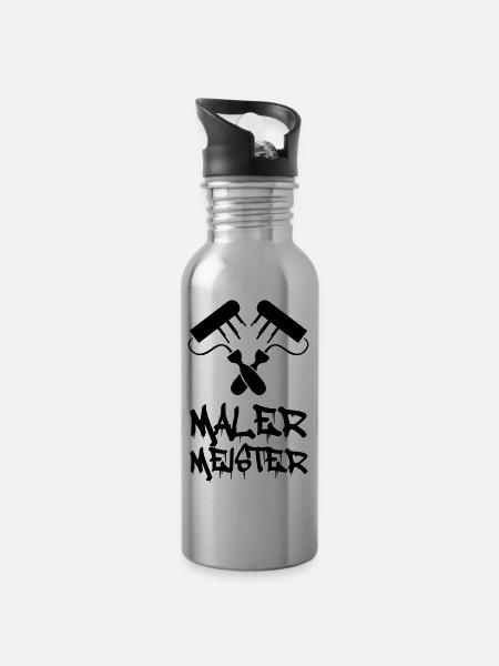 Maler Meister - Trinkflasche mit integriertem Trinkhalm - Lightsilver
