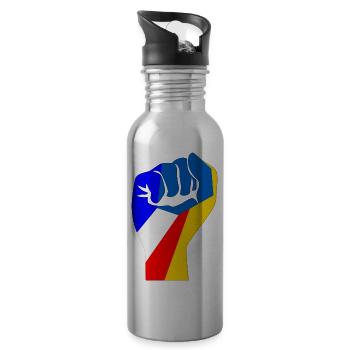 Drapeau Ukrainien et Français je soutien l'ukraine - Gourde avec paille intégrée - argent clair - Droite