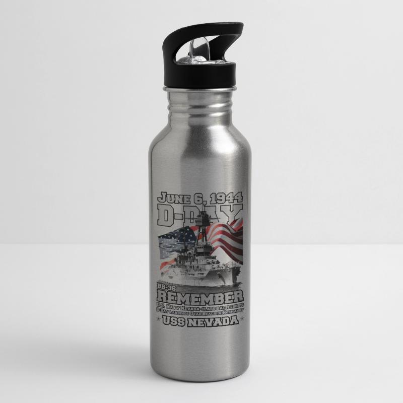 REMEMBER D-DAY USS Nevada BB-36 Water bottle with straw