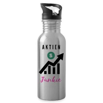 Aktienjunkie 3 - Trinkflasche mit integriertem Trinkhalm - Lightsilver - Rechts