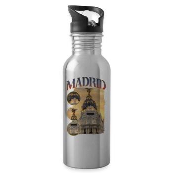 Madrid Espagne Ville Skyline Accueil Amour Vacances - Gourde avec paille intégrée - argent clair - Droite