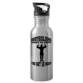 Bodybuilder Fitness Muscle Athlete Entraînement en force - Gourde avec paille intégrée - argent clair - Droite