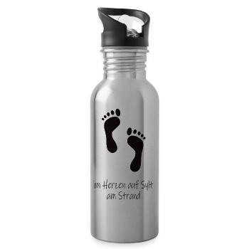 Im Herzen auf Sylt - Trinkflasche mit integriertem Trinkhalm - Lightsilver - Rechts