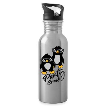 Party Crew Pinguin Freunde - Trinkflasche mit integriertem Trinkhalm - Lightsilver - Rechts