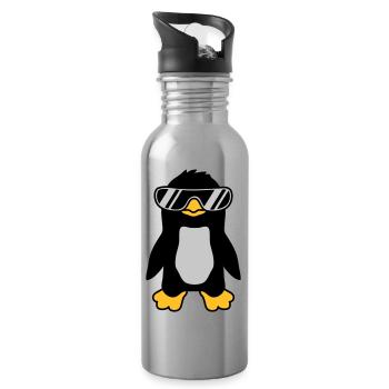 Sonnenbrille Pinguin cool Design - Trinkflasche mit integriertem Trinkhalm - Lightsilver - Rechts
