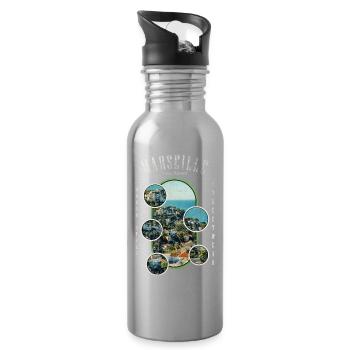 Marseille Frankreich Stadt Skyline Heimat Liebe - Trinkflasche mit integriertem Trinkhalm - Lightsilver - Rechts