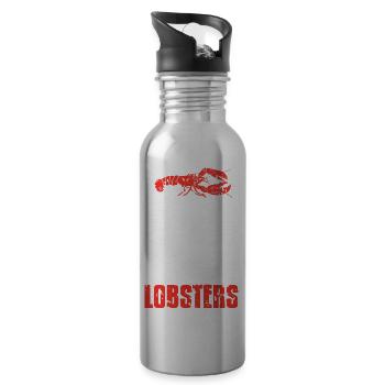 Keep Calm And Eat Lobsters Vintage Funny Present - Water bottle with straw - silver - Right