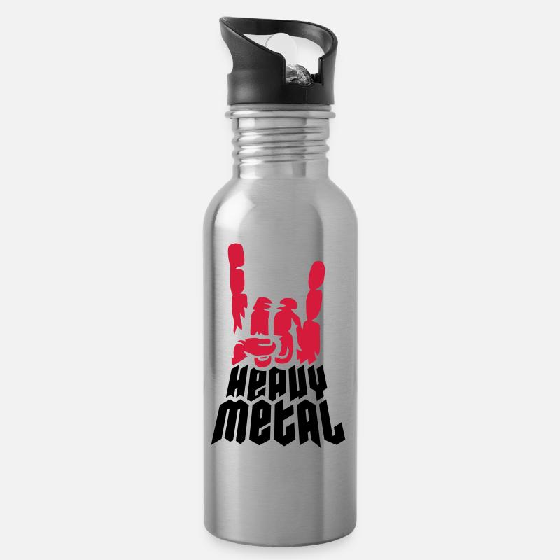 Cool Logo Heavy Metal - Gourde avec paille intégrée - argent clair