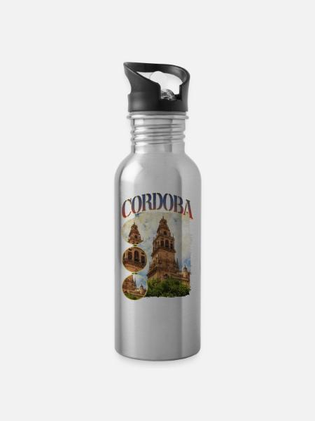Cordoba Spanien Stadt Skyline Heimat Liebe Urlaub - Trinkflasche mit integriertem Trinkhalm - Lightsilver