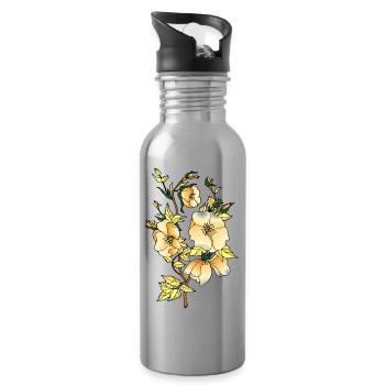 Fleur - Gourde avec paille intégrée - argent clair - Droite