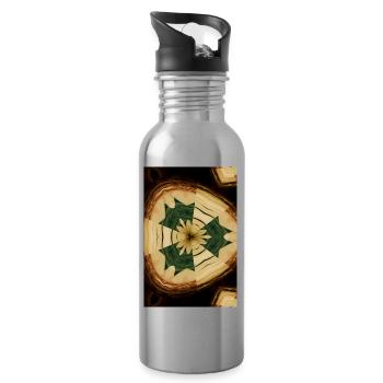 Holzige Blume - Trinkflasche mit integriertem Trinkhalm - Lightsilver - Rechts