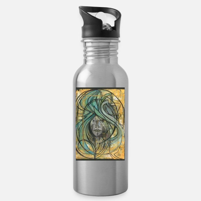 Graffiti Art - Trinkflasche mit integriertem Trinkhalm - Lightsilver