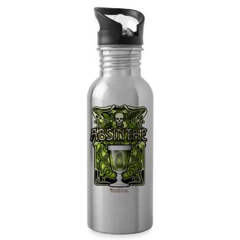 Absinthe Jugendstil Look Design - Trinkflasche mit integriertem Trinkhalm - Lightsilver - Rechts