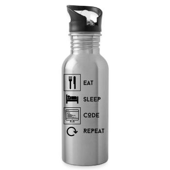 EAT SLEEP CODE REAPEAT - Water bottle with straw - silver - Right