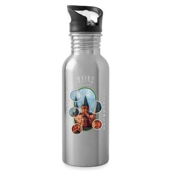 Mainz Deutschland Stadt Skyline Dom Heimat Liebe - Trinkflasche mit integriertem Trinkhalm - Lightsilver - Rechts