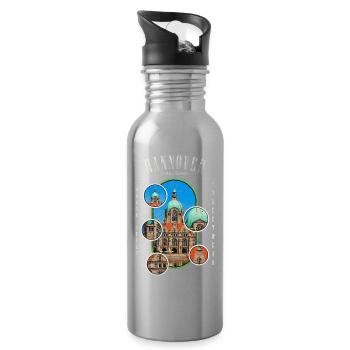 Hanovre Allemagne Ville Skyline Accueil Amour - Gourde avec paille intégrée - argent clair - Droite