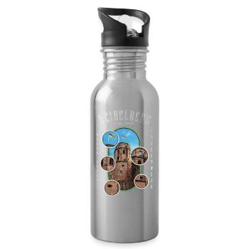 Heidelberg Germany City Skyline Home Love - Water bottle with straw - silver - Right