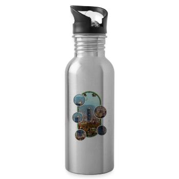 Jena Germany City Skyline Home Love - Water bottle with straw - silver - Right