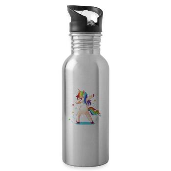 funny unicorn design - Water bottle with straw - silver - Right