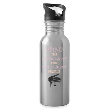 Piano Instrument For Intelligent People Retro Pink - Trinkflasche mit integriertem Trinkhalm - Lightsilver - Rechts