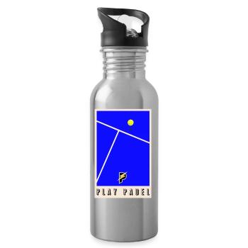Padel - Geschenk für Padel-Liebhaber - Trinkflasche mit integriertem Trinkhalm - Lightsilver - Rechts