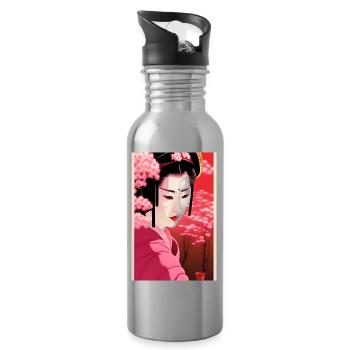 Geisha 6 - Gourde avec paille intégrée - argent clair - Droite